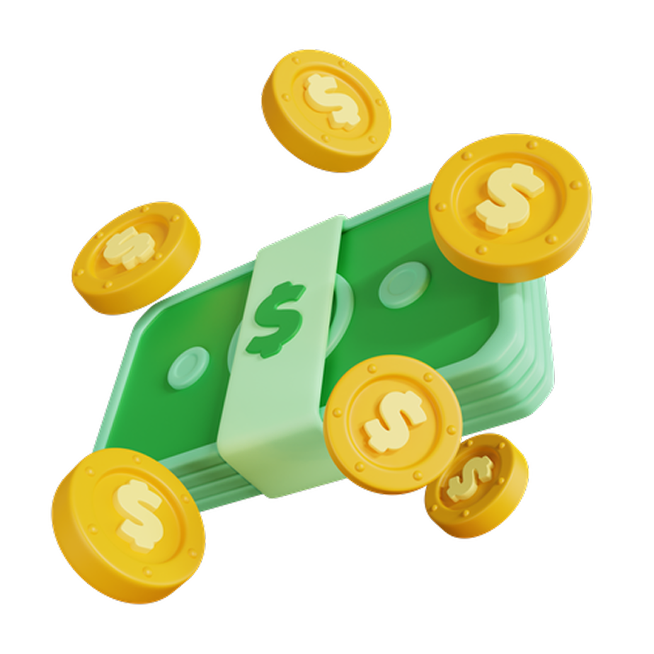 Happy couple holding cash